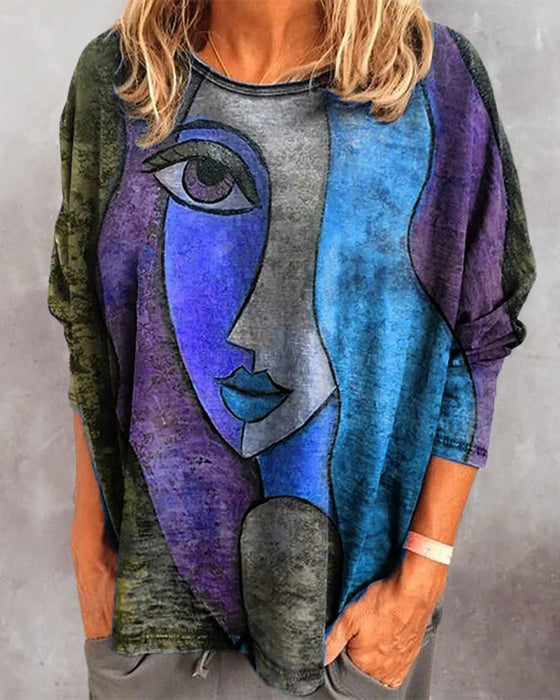 Figure print long sleeve top