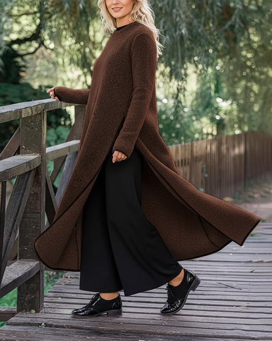 Casual Warm Side Slit Long Dress