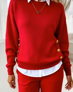 Metal Buckle Design Stylish Pullover