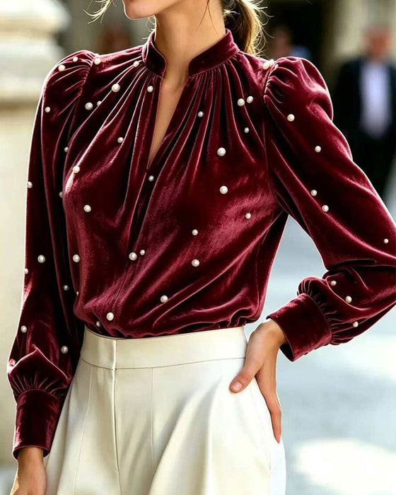 V-Neck Casual Long Sleeve Top