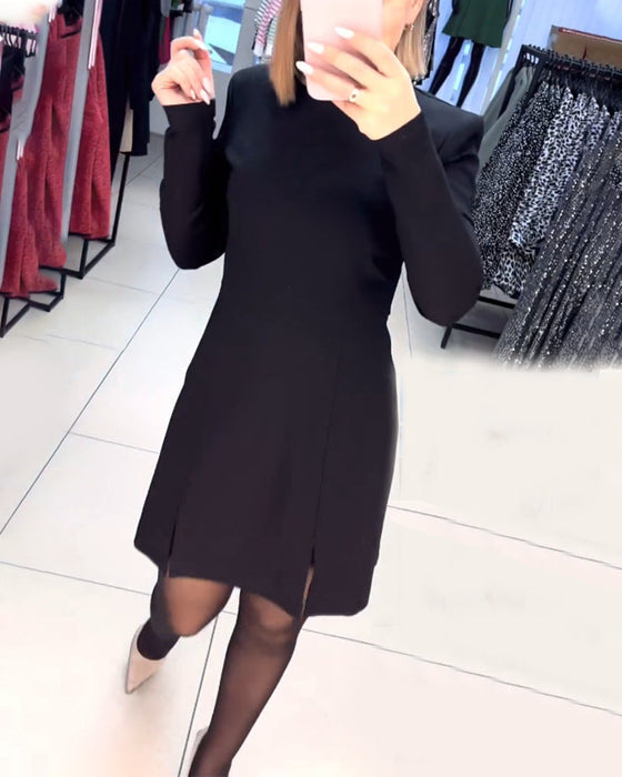 Slit long-sleeve dress