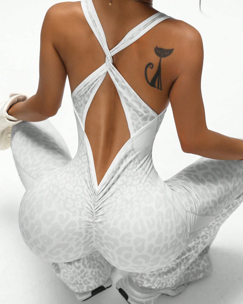Leopard Print One-Piece Yoga Shapewear