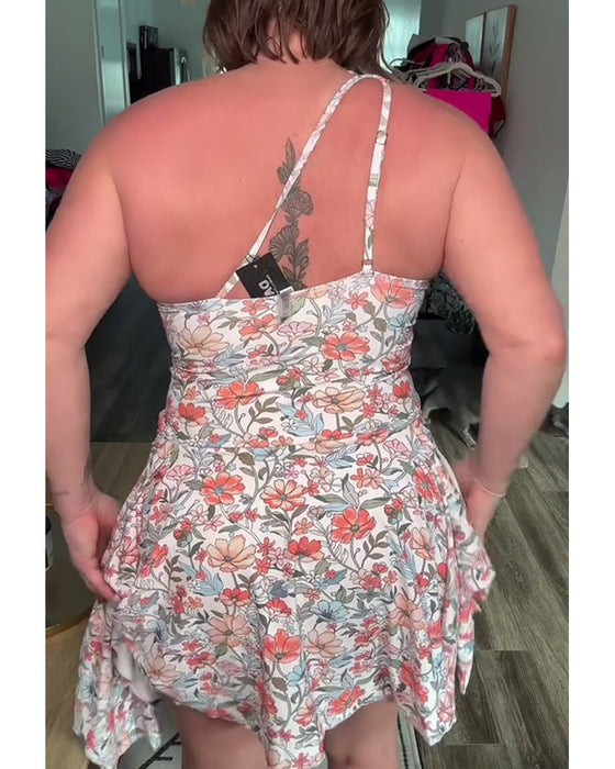 One-Shoulder Floral Swimsuit