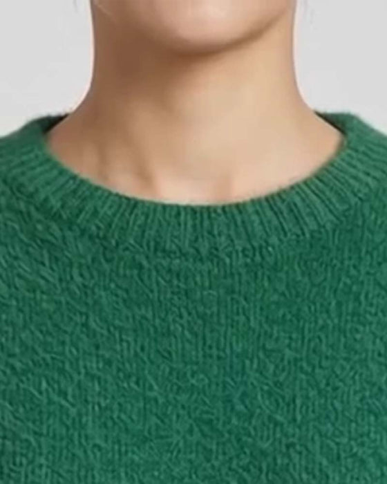 Crewneck Contrast Color Cat  Pullover