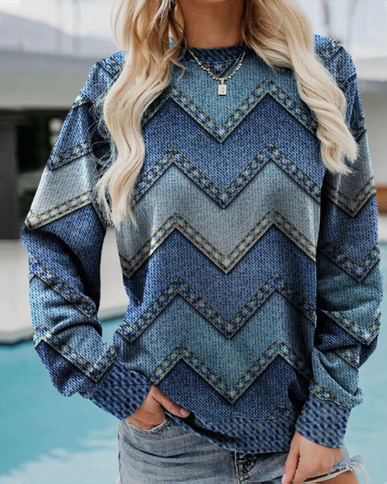 Printed long-sleeve top