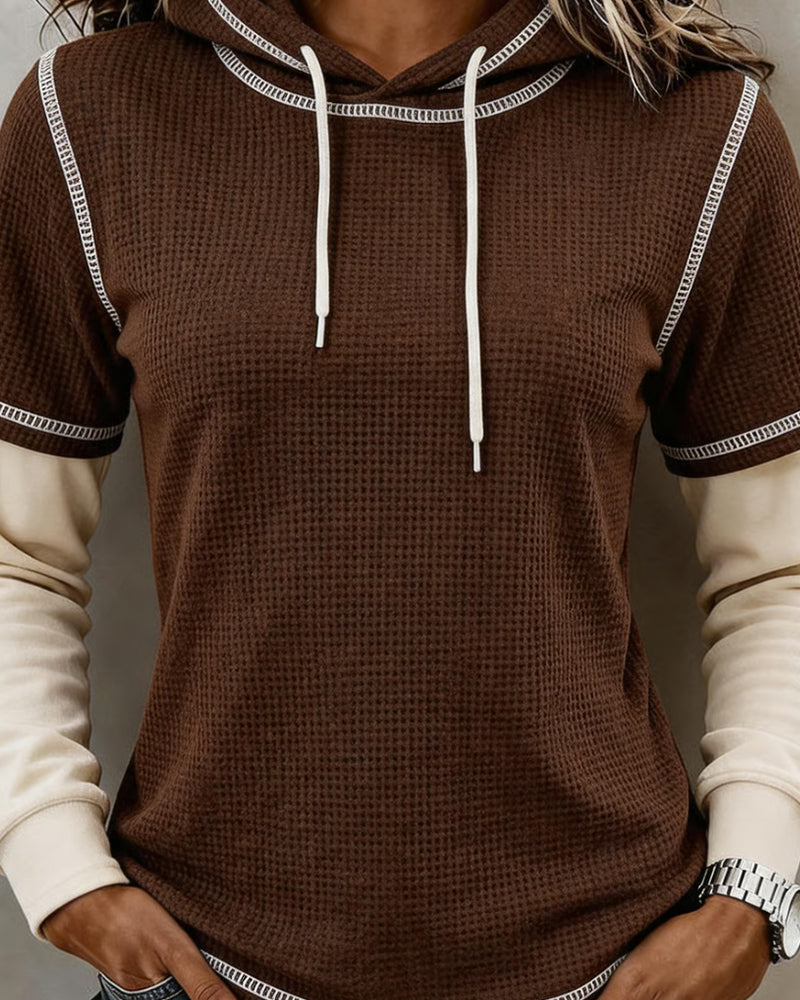 Waffle Color Block 2 In 1 Hoodie
