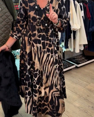 Leopard Zebra Loose Long Sleeve Dress