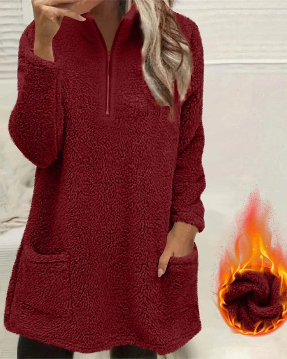 Solid Color Stand Collar Sweatshirt