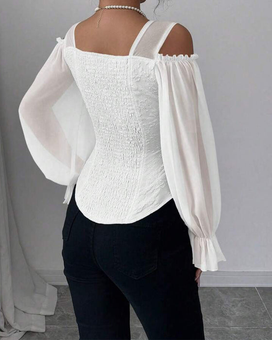 Off-Shoulder Long Sleeve Waist Blouse