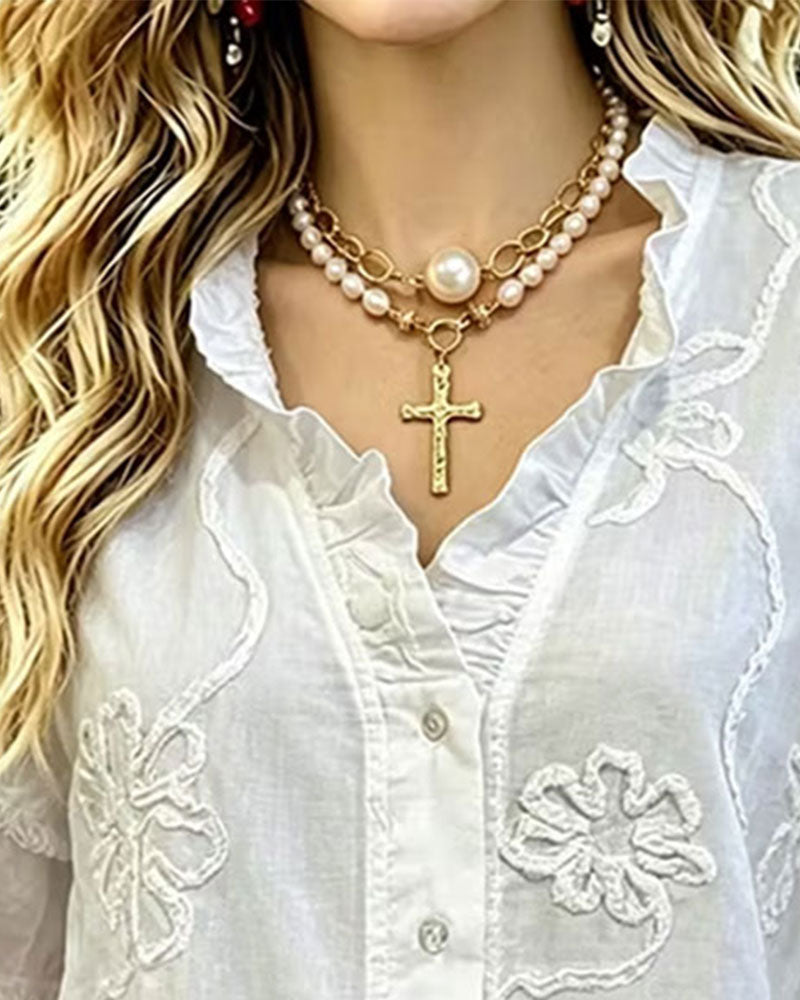 Fringed Hem Puff Sleeve Blouse