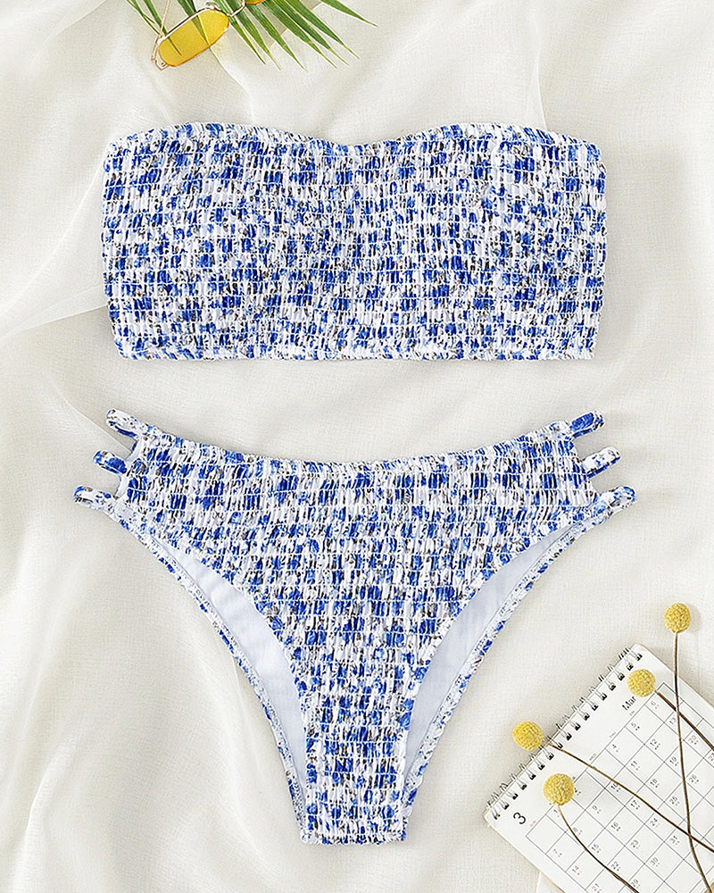 Tiny Floral Print Bandeau Bikini