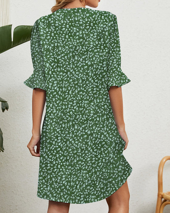 Woman's Green Floral Dress