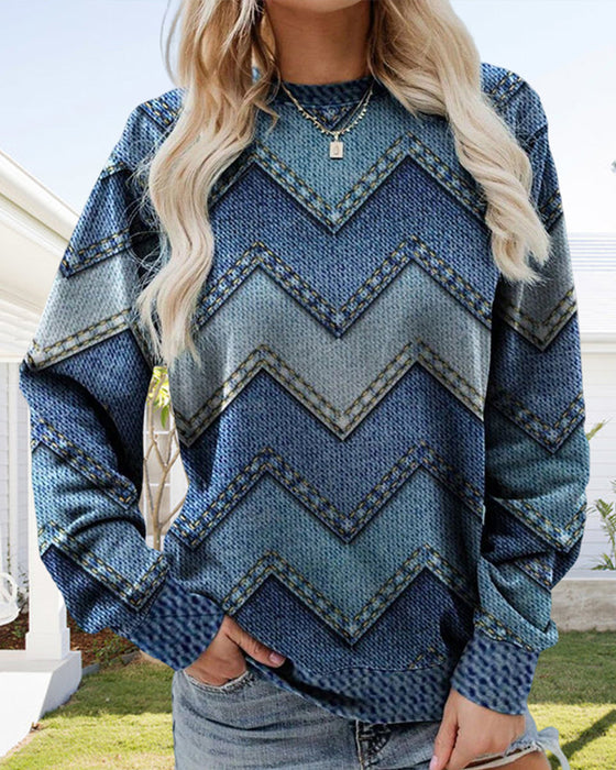 Printed long-sleeve top