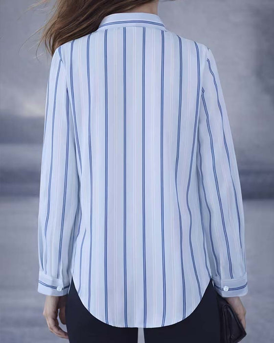 Vertical Striped Collar Long Sleeve Shirt