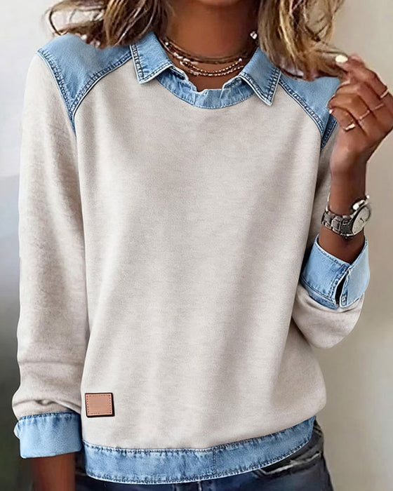 Fashionable Lapel Long-Sleeved Blouse