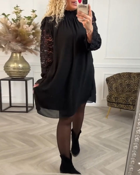 Elegant Hollow Shift dress with Lace