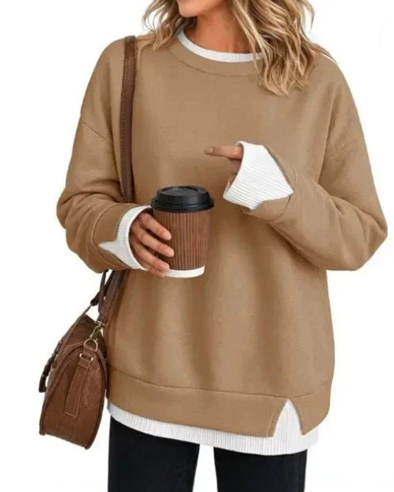Fake Layered Loose Long Sleeve Sweatshirt