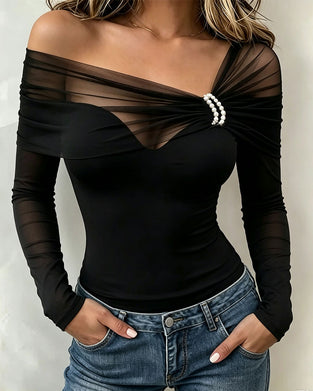 Off-Shoulder Solid Trendy Top