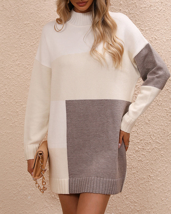 Casual Long Sweater with Crew Neck