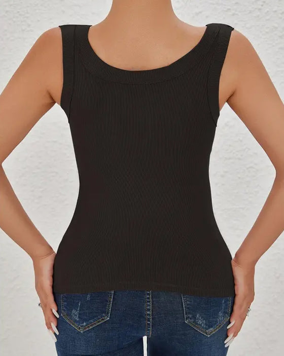 Ribbed Padded Camisole With Built-In Bra