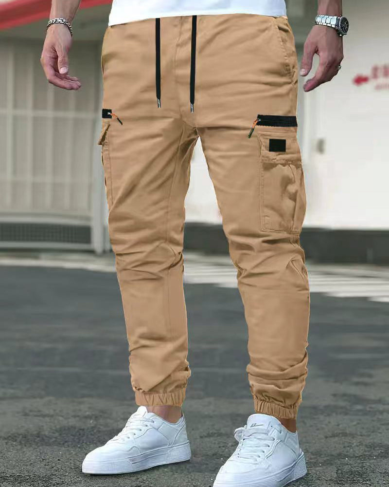 Men's Elastic Cuff Solid Color Relaxed Pant