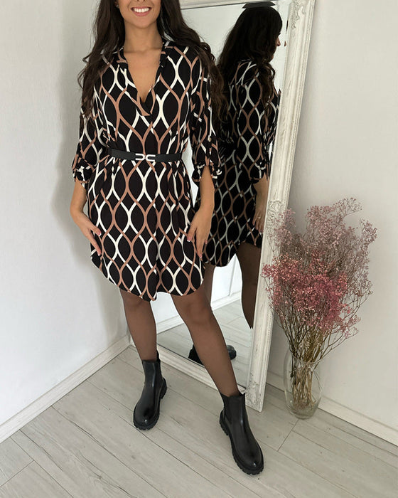 Retro rhombus print dress