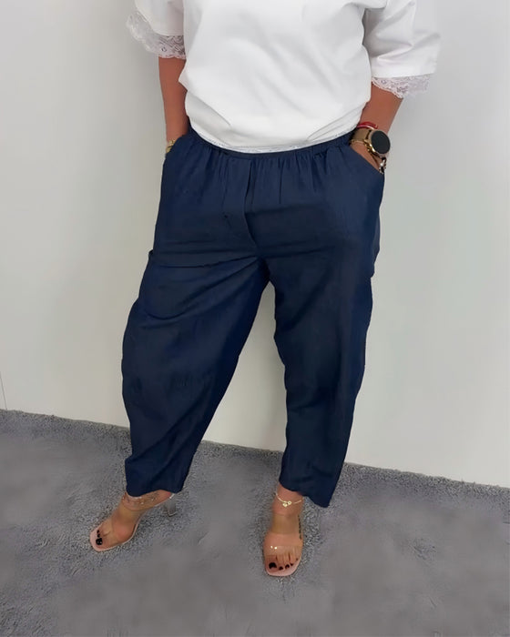Stylish Pocket Denim Long Pants