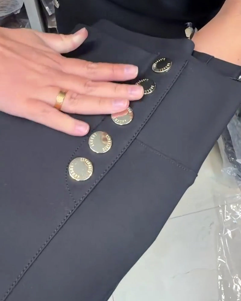Stylish Button-Up Stretch Pants