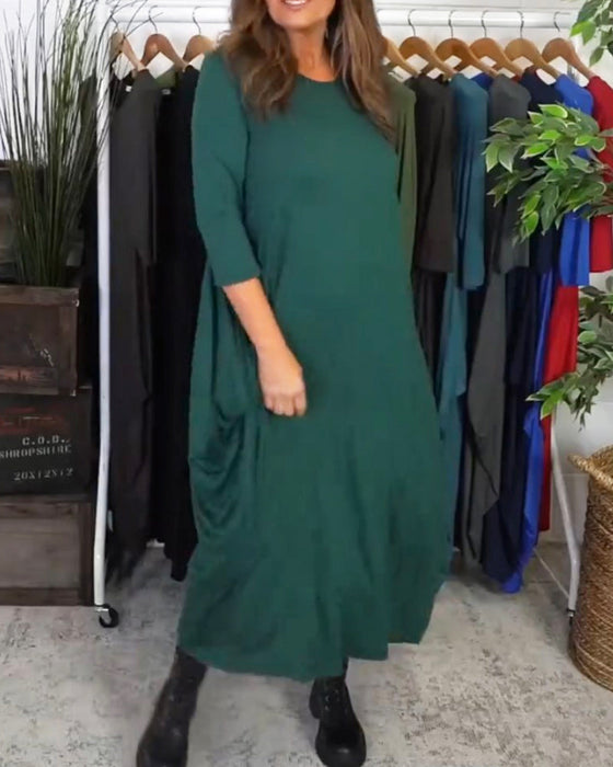 Simple solid color casual dress