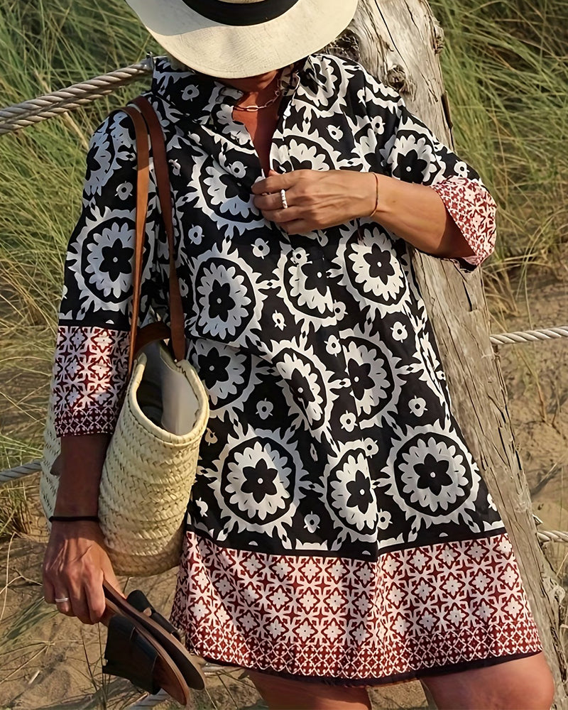 Ethnic Style Three-Quarter Sleeve Dress