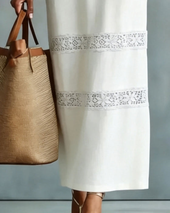 Sleeveless Lace Patchwork Dress