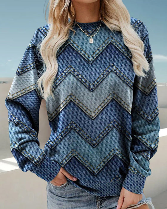 Printed long-sleeve top