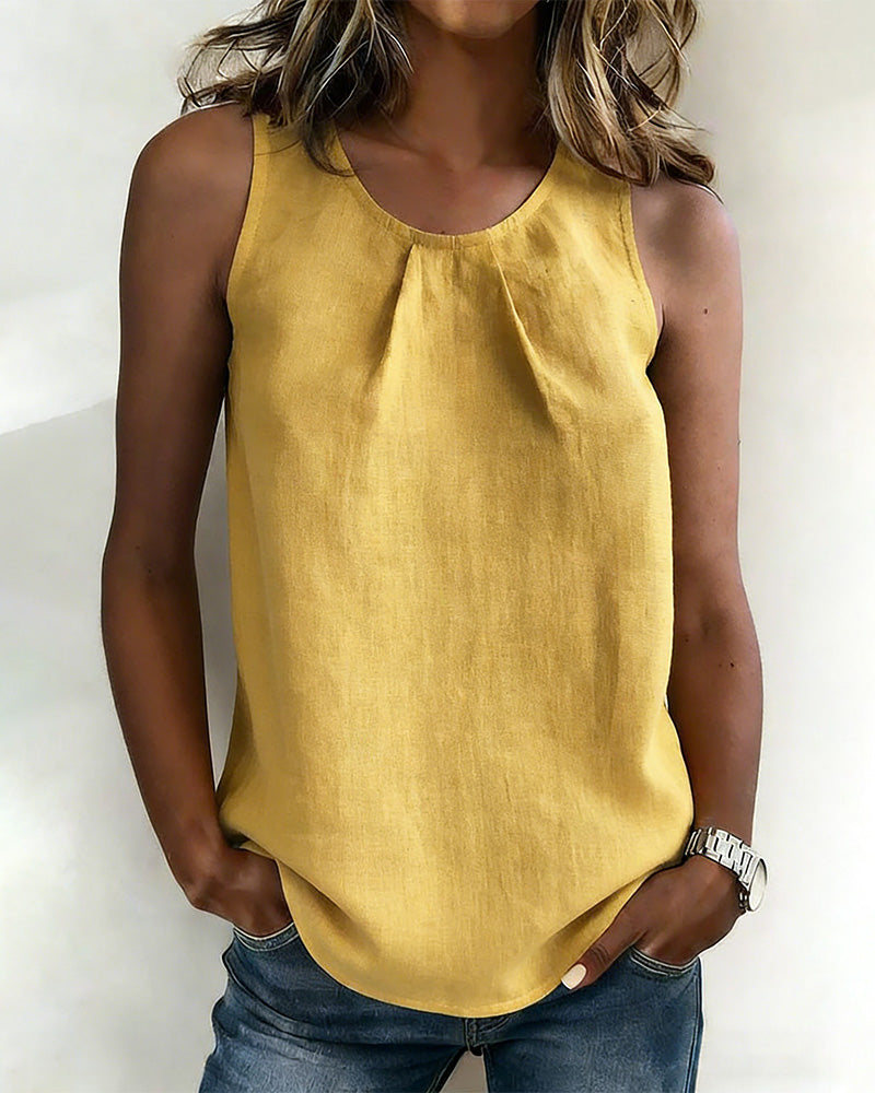 Sleeveless Cotton Linen Tank Top