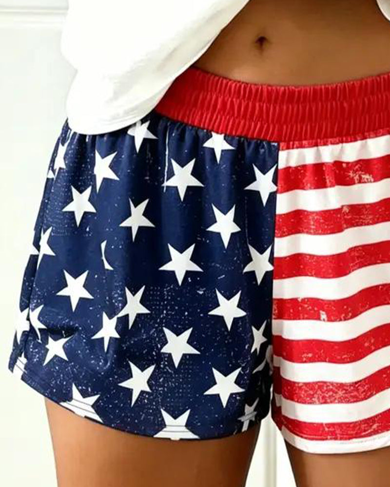 Flag Print Sport Pants