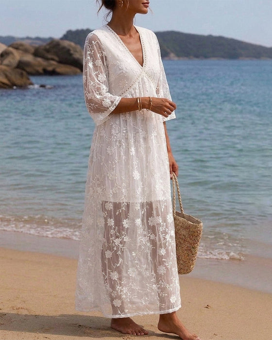 V-Neck High Waist Dress