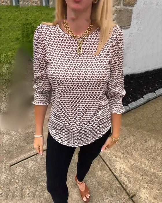 Elegant Half Sleeve Printed Top