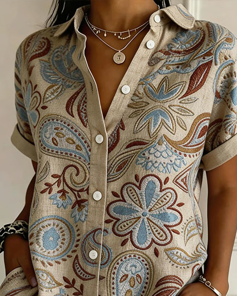 Paisley Pattern Lapel Shirt