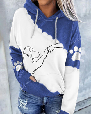 Dog Print Long Sleeve Hoodie