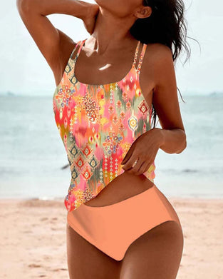 Printed tankini swimsuit