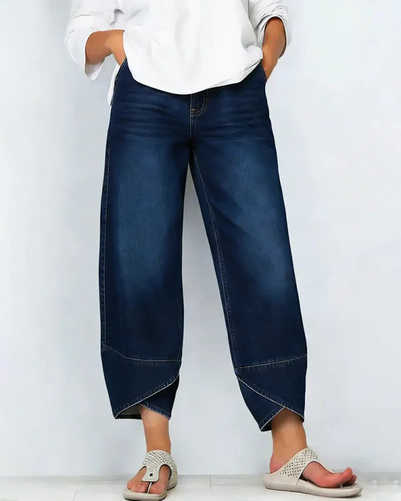 Denim Patchwork Casual Pants