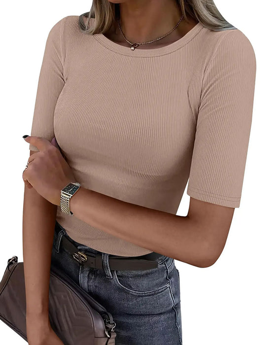 Crew Neck Ribbed Slim-Fit T-Shirt