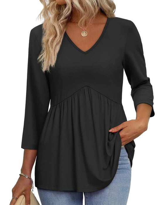 Loose Three-Quarter Sleeve Casual Blouse