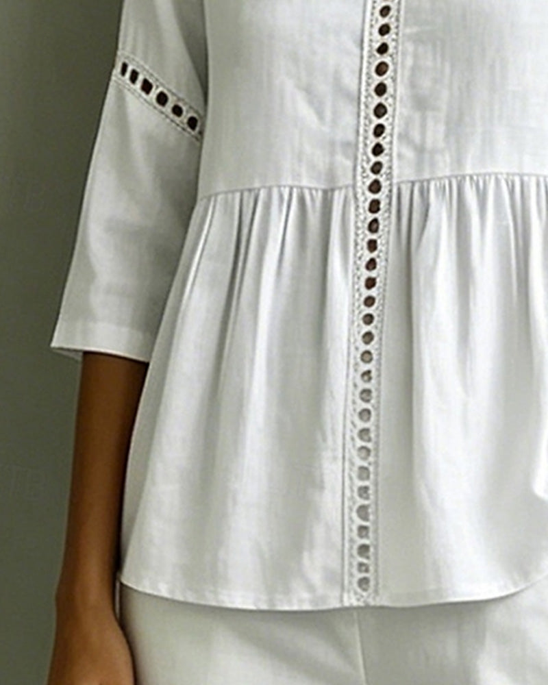 Peter Pan Collar Cut-Out Blouse