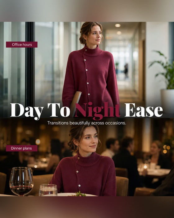Turtleneck Single Breasted Cardigan
