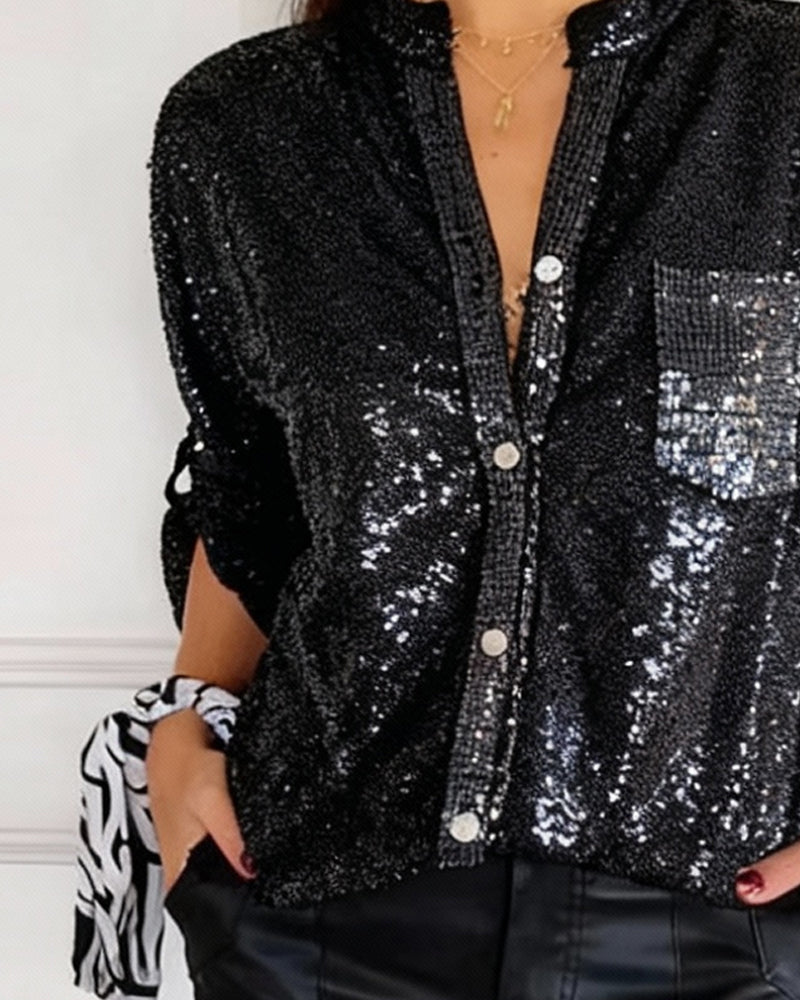 Stylish Pocket Solid Color Shirt
