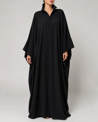 Lapel Batwing Sleeve Shirt Dress
