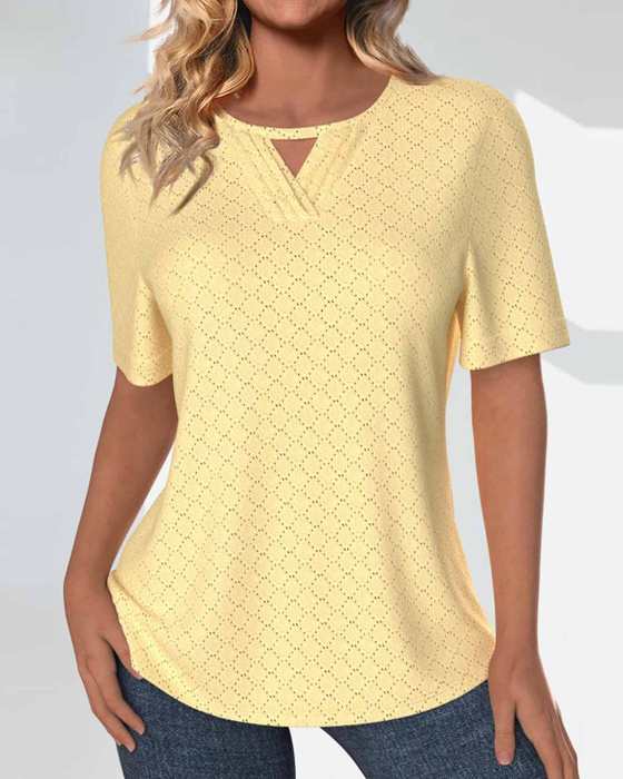 Simple solid color short-sleeve casual top