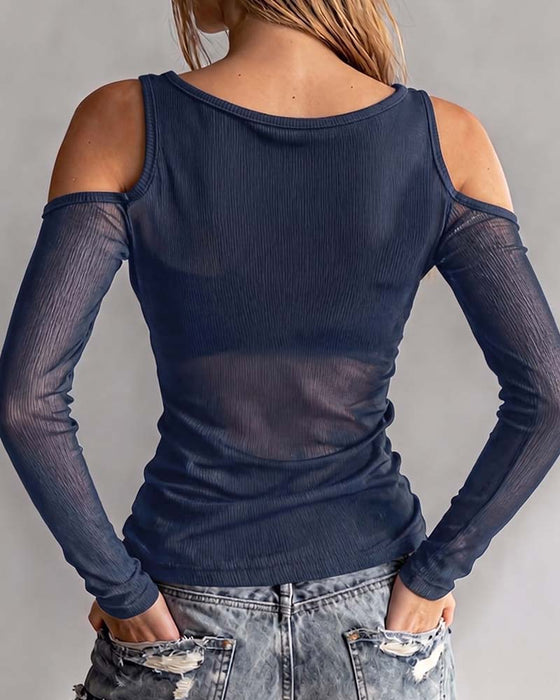 Crisscross V-Neck Off-Shoulder Blouse