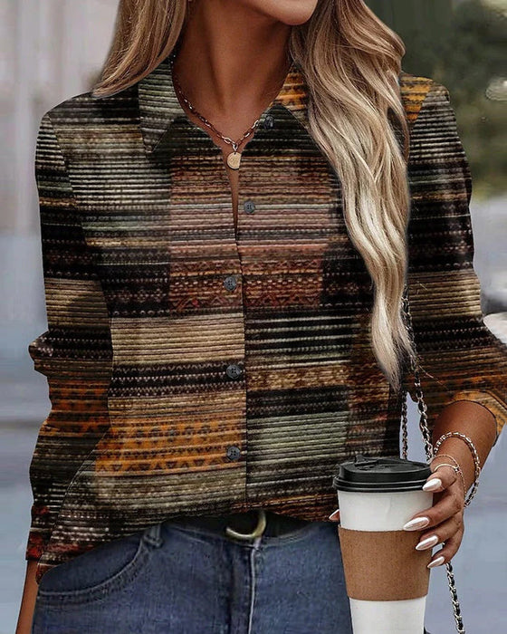 Retro simple long-sleeved blouse