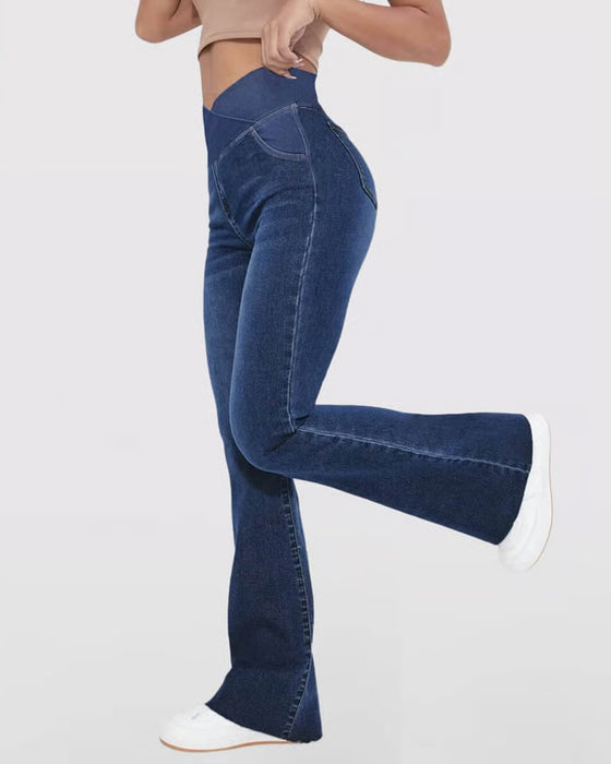 High Stretch Fashion Pocket Flare Pants